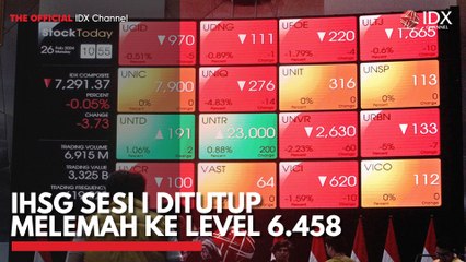 IHSG Sesi I Ditutup Melemah ke Level 6.458