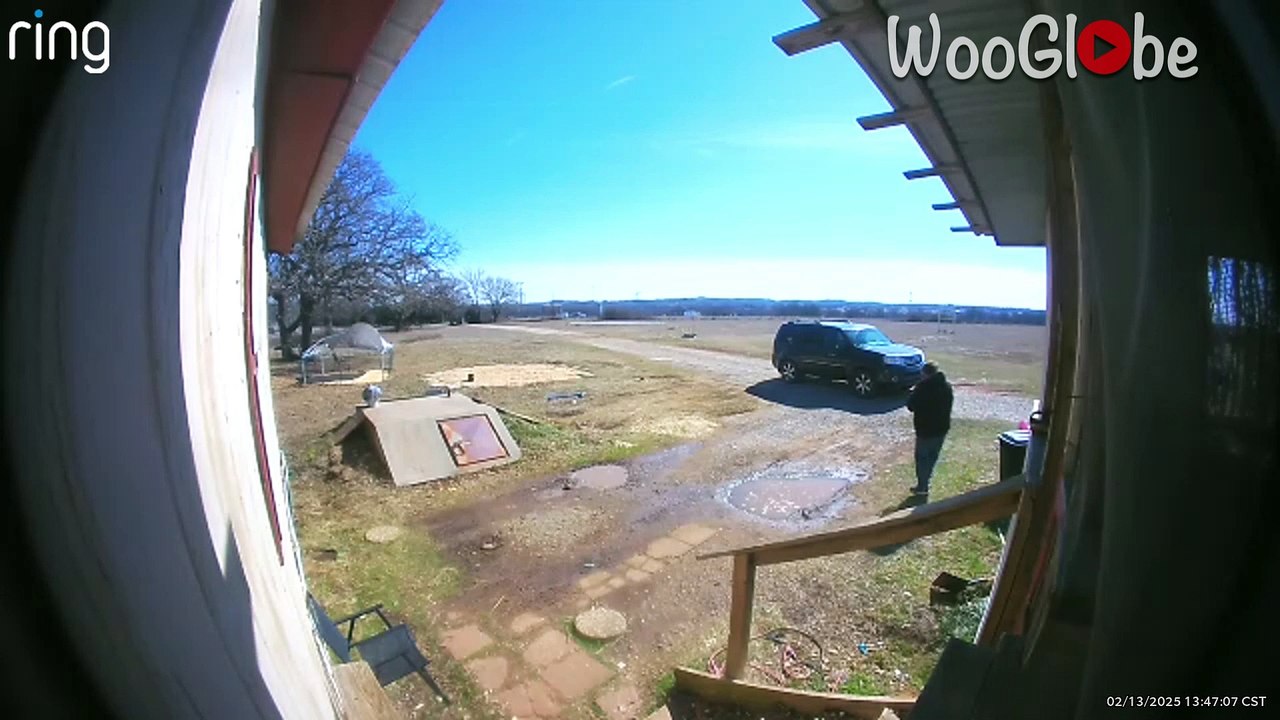 Unexpected slip caught on camera after man turns around to check Ring doorbell