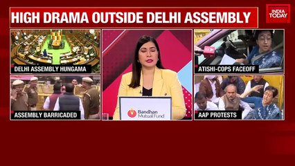 AAP MLAs denied entry to Delhi assembly, protest outside with Ambedkar's posters
