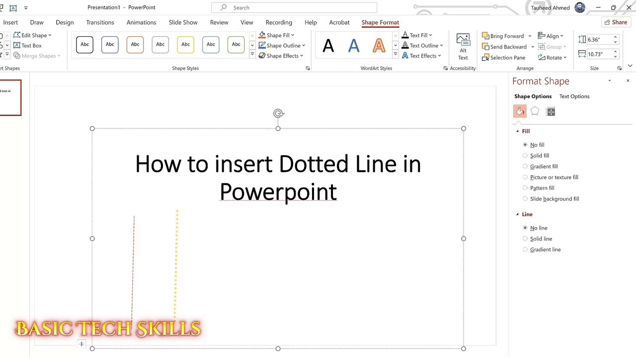 How to insert dotted line in power point