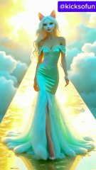 lady cats walking on ramp with clouds #cataistory #cutecat #fairycat