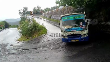Extremely skilled Driver taking Bend drive like a car in the dangerous ghat road in Dhimbam