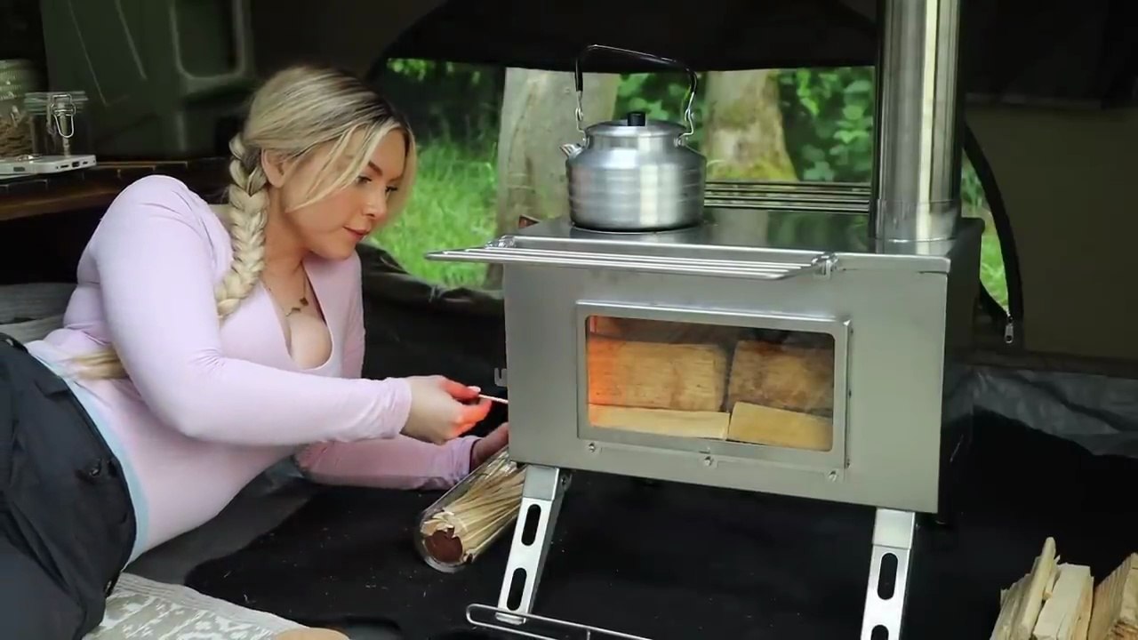 🌿 Solo Camping in the Forest Cooking Stone Baked Pizza _ Nature ASMR #SoloCamping #GirlCamping #Bushcraft #OutdoorAdventure #CampingLifestyle #WildernessSurvival