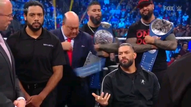 Roman Reigns and Brock Lesnar contract signing