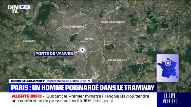 Paris: un homme a été agressé de plusieurs coups de couteau cette nuit dans le tramway à la Porte de Vanves