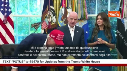 Trump con Infantino mostra foto di Putin: So che ai Mondiali vorrebbe esserci anche lui