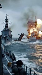 Epic Naval Confrontation: Warships in Fierce Engagement