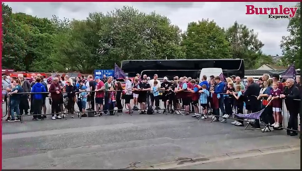 Fans gather outside Turf Moor to welcome players for first Premier League home game of the season