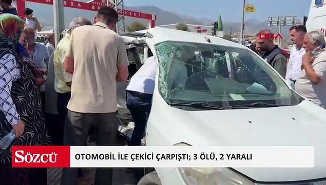 Düğüne gidenleri taşıyan otomobil ile çekici çarpıştı; 3 ölü, 2 yaralı