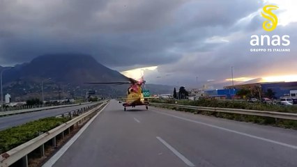 Incidente sulla Palermo-Catania, bloccato il transito per consentire l’atterraggio dell'elisoccorso