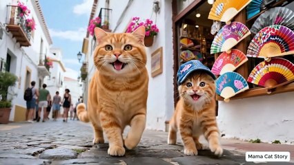 Ginger Feels Sad at School😿… Mama Cat Saves the Day with a Shark Hat 🐾🧵🦈