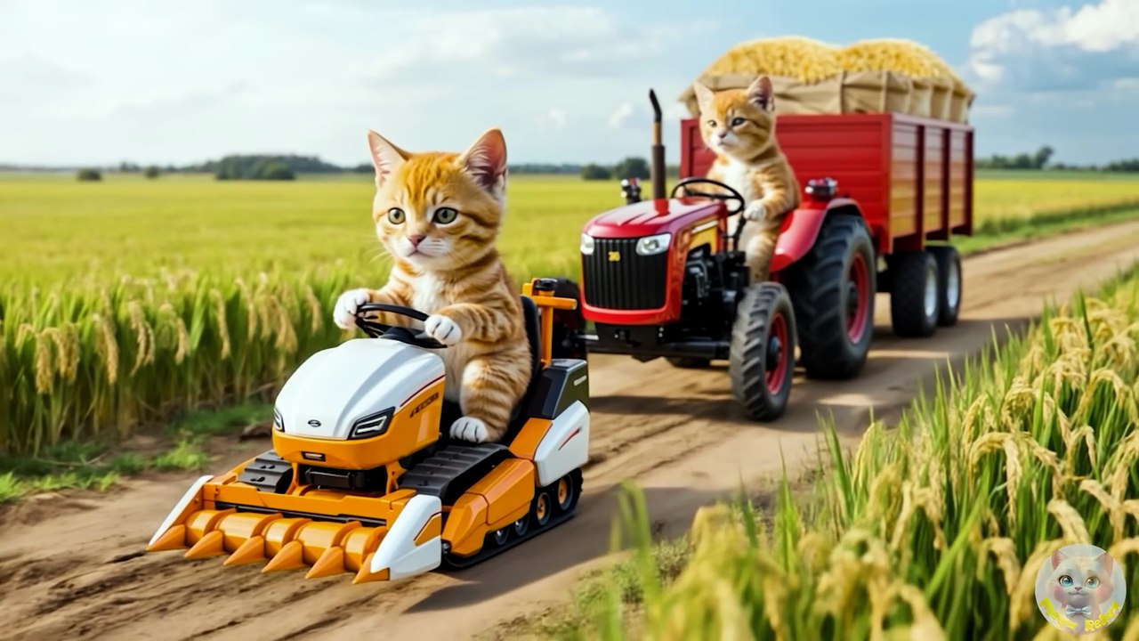 Mama Cat and Kitten get stuck on a broken road, but a brave Puppy saves them. 🐶🐱 Back home, they cook him a warm meal in gratitude. 🍲❤️  ------ Maman Chat et son chaton sont coincés sur une route cassée, mais un chiot courageux les sauve. 🐶🐱