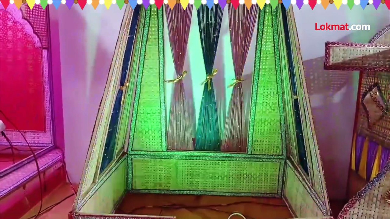 बांबूच्या मखरांना वाढती मागणी,महिलांनी तयार केले  सुंदर मखर, वापरा अन्  नंतर फोल्ड करा