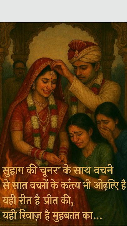 दुल्हन की आँखों में आँसू, लेकिन मुस्कान भी