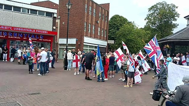 Anti-immigrant and anti-racism counter protestors demonstrate in Cannock for the fourth time