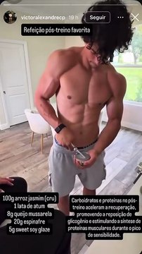 Filho de Xanddy e Carla Perez ostenta shape musculoso e dá receita de refeição pós-treino com arroz cru; assista