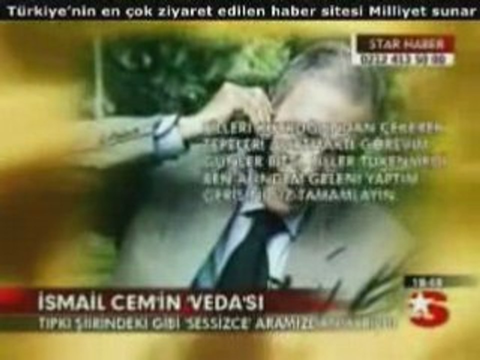 Video   İsmail Cem, veda, ölüm, şiir,