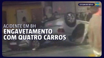 Engavetamento com quatro carros deixa homem preso às ferragens em BH