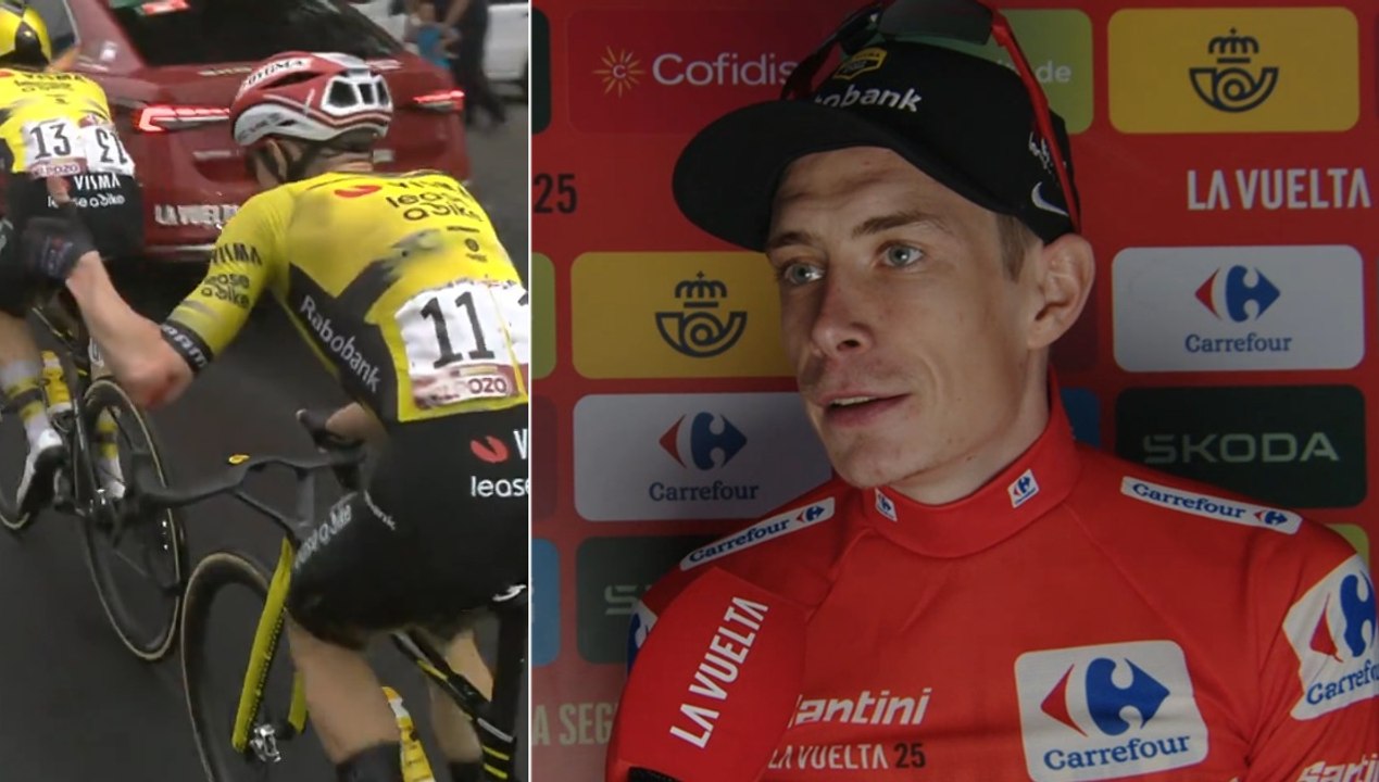 La Vuelta 2025 - Jonas Vingegaard : "Je suis tombé plutôt fort, mais ça va, j'ai surtout glissé... heureux de gagner et d'être en Rouge"