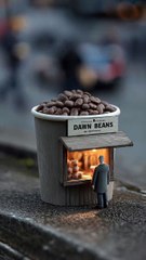 DAWN in a Cup ☕🌅Rush hour outside, dawn inside.A paper cup turns into a cozy café, where tiny b