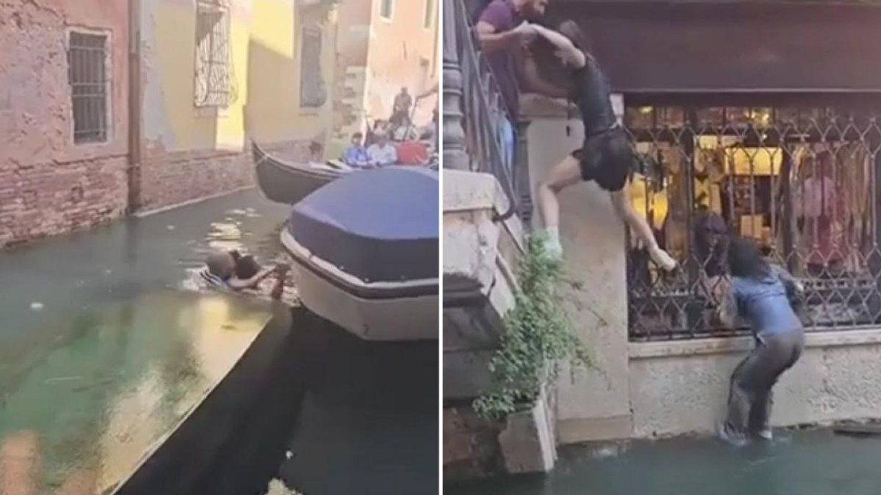 Venezia, gondola si rovescia: i turisti finiscono in acqua