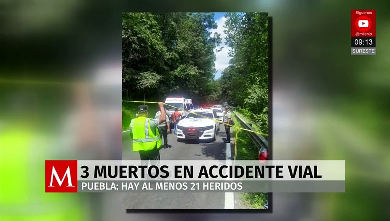 Se registra volcadura de un autobús de pasajeros en Puebla; hay 3 muertos y 21 heridos