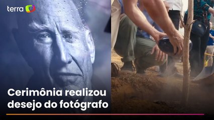 Vídeo mostra cinzas de Sebastião Salgado sendo depositadas no plantio de árvore em Minas Gerais