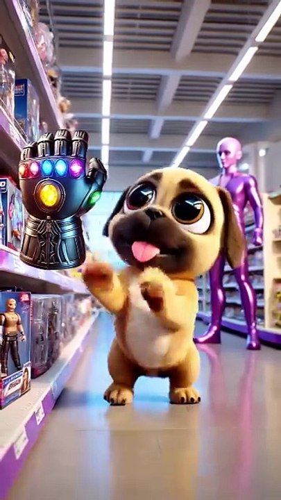 Dog Buys  Wishing Gauntlet   Owner  Snaps  & SNACKS APPEAR! impresionante! 🧤🍬#shorts #cute #dog