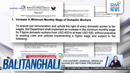 DMW - Dagdag-sahod at voluntary annual medical checkup, kabilang sa enhanced reform program sa domestic helpers | Balitanghali