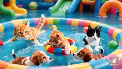 Mama Cat Trims Fur on the Farm and Makes Tiger Hat For Kittens At Home🐾🎩🐯_3