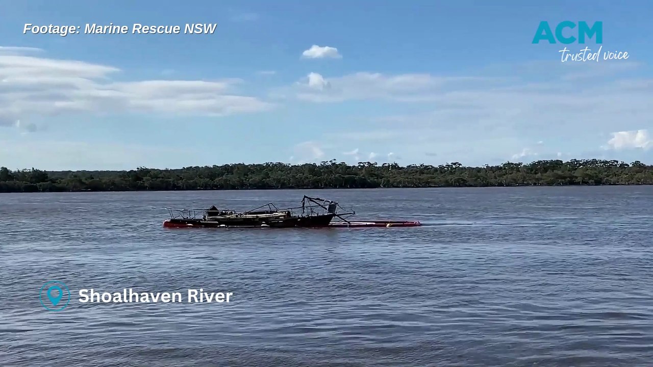 Marine Rescue respond to a boat fire on the Shoalhaven River on Saturday, August 23
