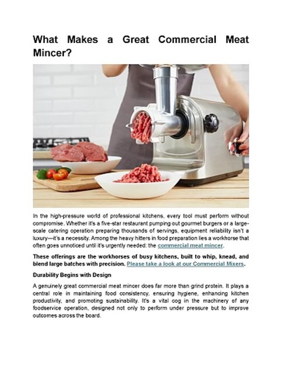What Makes a Great Commercial Meat Mincer