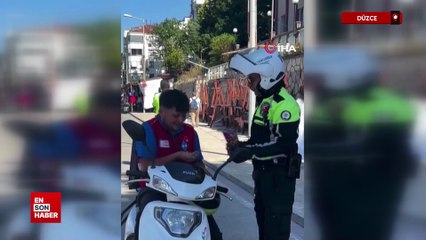 Düzce'de kask takana çerez, takmayana ceza