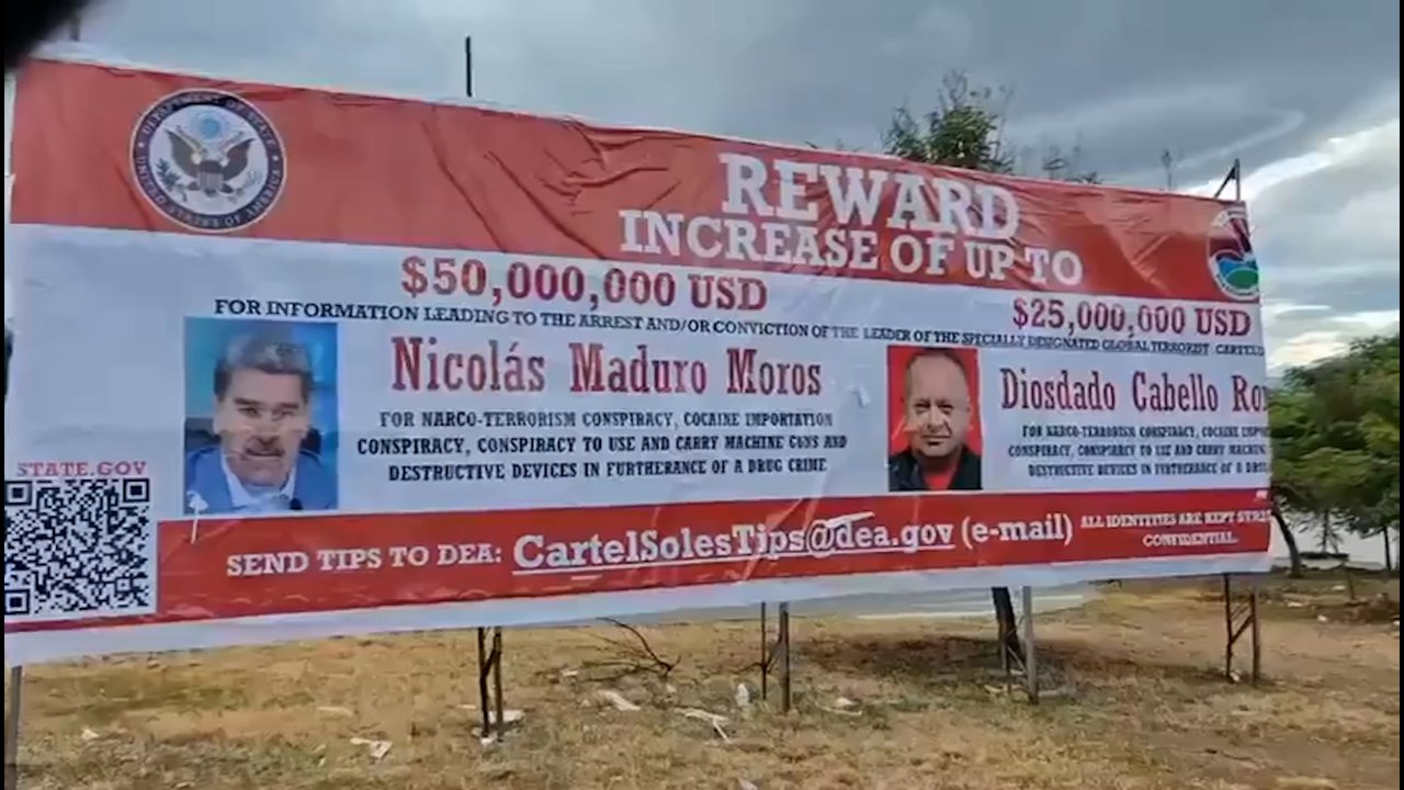 EEUU coloca un 'Se Busca' contra Maduro y Cabello en la frontera de Colombia con Venezuela