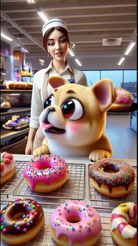 Look! This cute Frenchie bought donuts for its little owner—they’re absolutely yummy! #cute