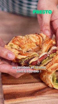 Couronnes de courgettes gratinées, jambon, ricotta et pesto