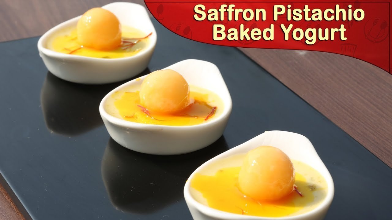 Saffron Pistachio Baked Yogurt | How to Make Saffron Pistachio Baked Yogurt | Baked Yogurt Recipe