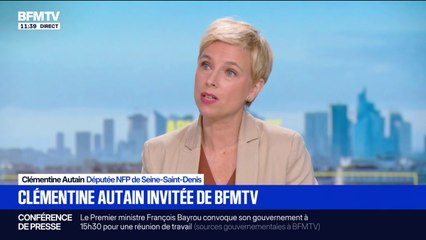 Pour Clémentine Autain (NFP), François Bayrou "défend un choix de société (...) c'est de prendre dans la poche de ceux qui ont le moins pour engraisser ceux qui ont le plus"