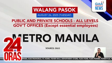 Class suspension para sa araw ng Martes, Aug. 26, 2025 | 24 Oras