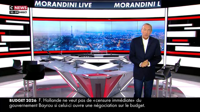 Regardez les trois premières minutes de Morandini Live , présentée par Jean-Marc Morandini, qui était de retour ce matin en direct sur CNews - VIDEO