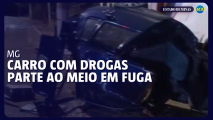 Carro com drogas se parte ao meio em batida após fuga policial