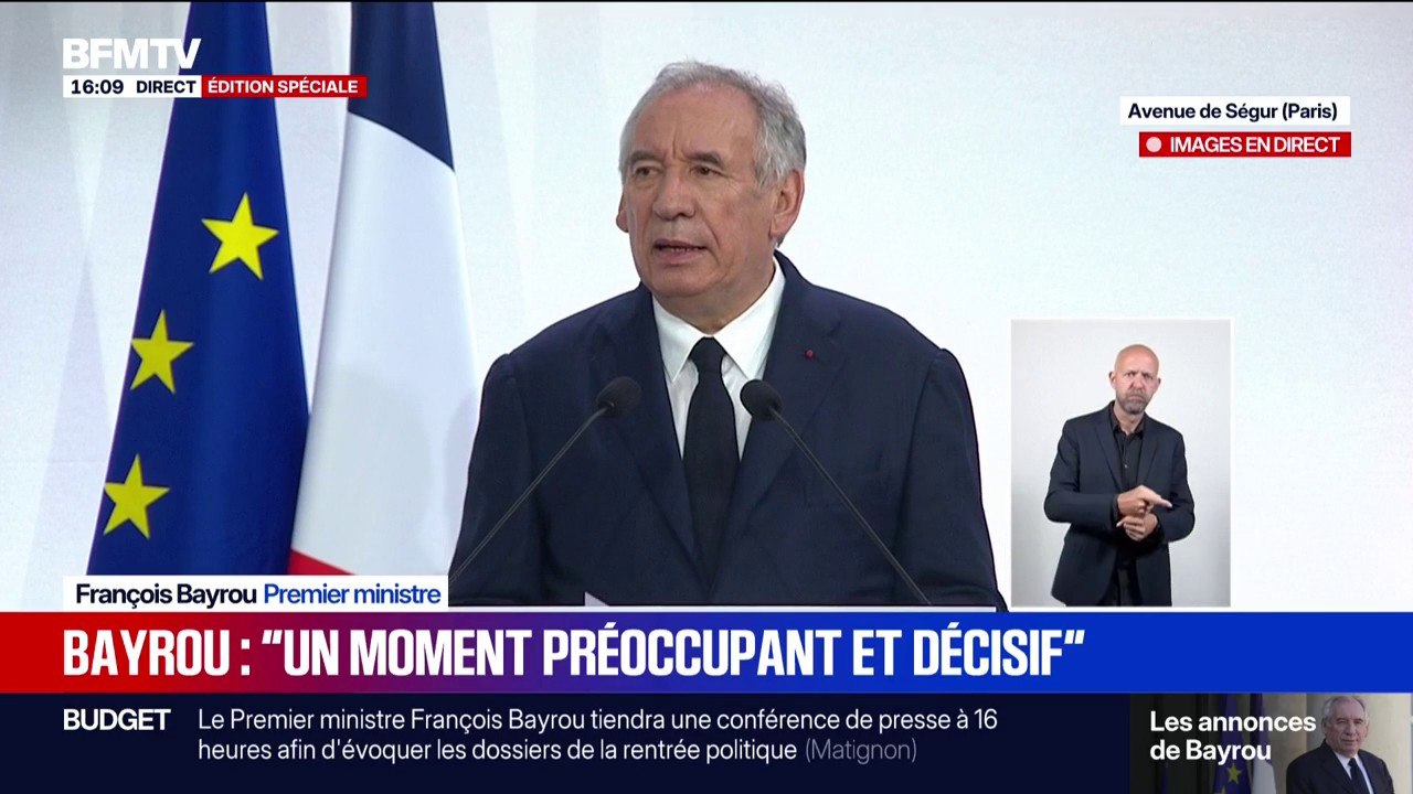 Discours de rentrée: "Les grands empires ont décidé d'imposer leur loi par la force", estime François Bayrou, Premier ministre