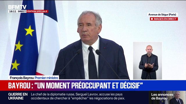 Discours de rentrée: L'Europe est trop souvent divisée , affirme le Premier ministre, François Bayrou