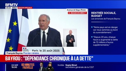 Discours de rentrée: "La dette, c'est chacun d'entre nous", déclare le Premier ministre, François Bayrou