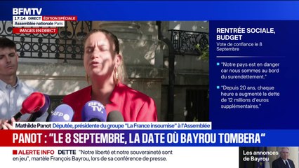 Vote de confiance: "François Bayrou gouverne avec le soutien de l'extrême droite", affirme Mathilde Panot, présidente du groupe "La France Insoumise" à l'Assemblée nationale