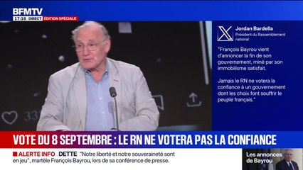 Vote de confiance: "Si le Rassemblement National vote contre, l'affaire est cuite", estime Didier Maus, haut fonctionnaire français