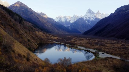 Driving On Mountain Road In Dombay Russia