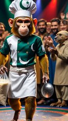 Pakistani and Indian Monkeys Cooking competition ai video
