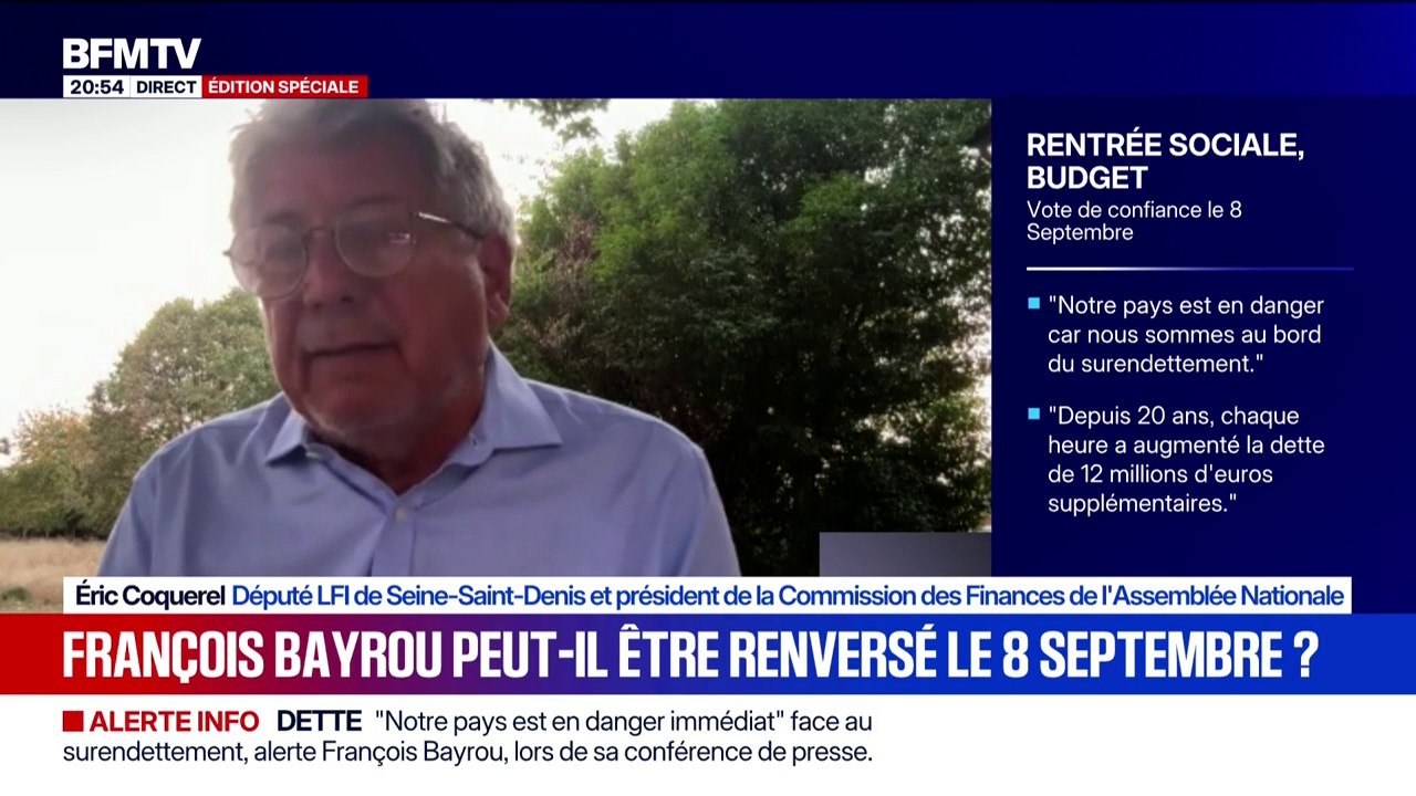 Vote de confiance du 8 septembre: "Monsieur Macron a deux choix, soit il fait appel à ceux qui ont gagné il y a un an, soit il faut un retour au peuple", estime Éric Coquerel, député LFI de Seine-Saint-Denis