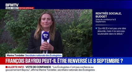 Vote de confiance du 8 septembre: "Il faut nous laisser gouverner", affirme Marine Tondelier, secrétaire nationale des Écologistes